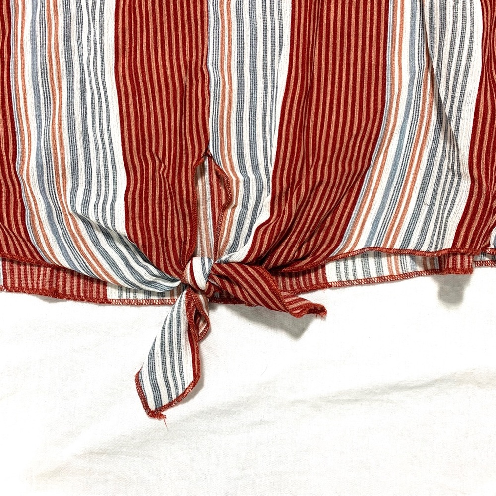 Lavender Field V-neck Striped Top Bell Sleeves - Picture 7 of 11